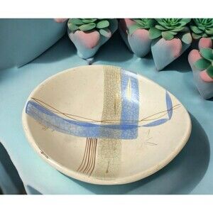 Vintage SASCHA BRASTOFF Striped Dish California Pottery Trinket Bowl SIGNED MCM